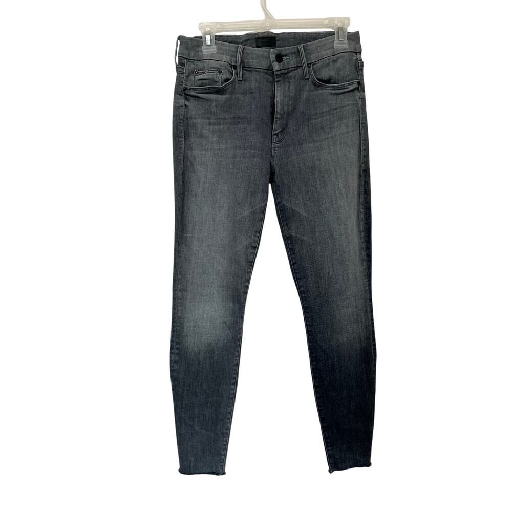 Mother‎ Looker Ankle Fray Skinny Jeans Sz 28 All Nighter Premium Denim Gray